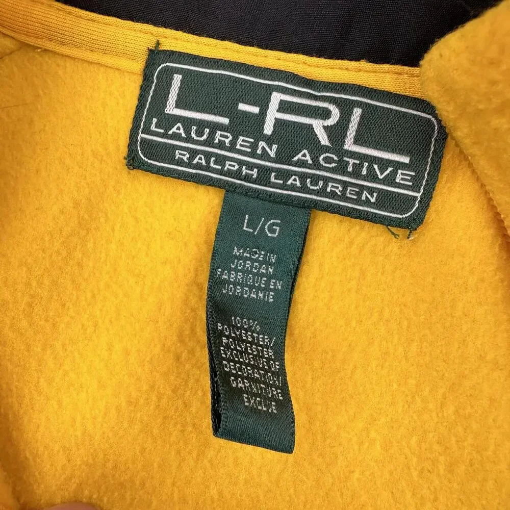 Ralph Lauren LRL Jacket Womens Large Yellow Black Fleece Midweight Morning Jog - Picture 3 of 7